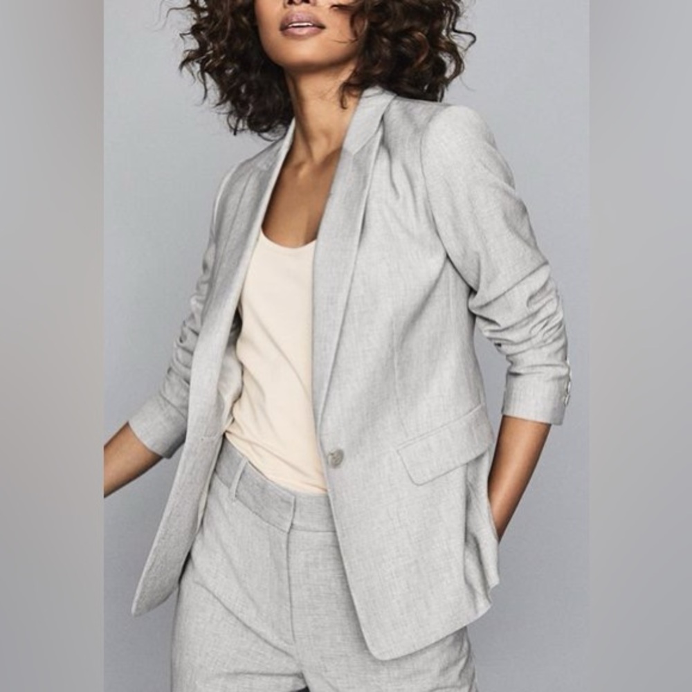 NEW • REISS • Women’s Thea Summer Grey/Gray Suit Jacket Size US 4